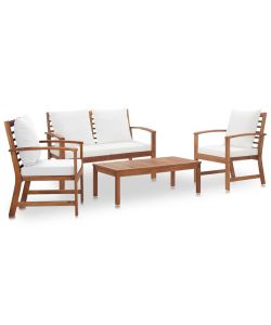 vidaXL Set Divani da Giardino in Acacia con Cuscini - Bianco
