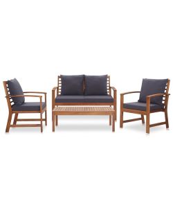 vidaXL Set Divani da Giardino in Acacia - Grigio