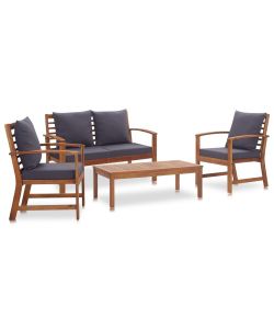 vidaXL Set Divani da Giardino in Acacia - Grigio