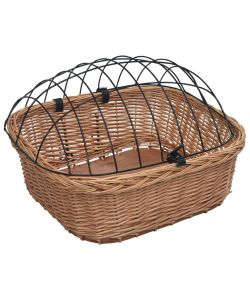 Cestino Anteriore Bici e Coperchio 50x45x35 cm Salice Naturale