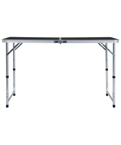 Tavolo da Campeggio Pieghevole in Alluminio Grigio 120x60 cm