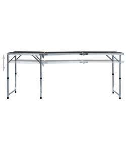 Tavolo da Campeggio Pieghevole in Alluminio Grigio 180x60 cm