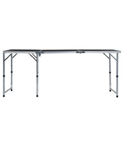 Tavolo da Campeggio Pieghevole in Alluminio Grigio 180x60 cm