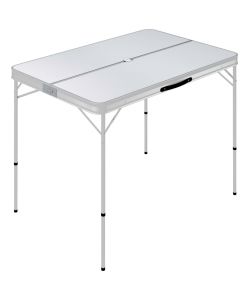 Tavolo da Campeggio Pieghevole con 2 Panche in Alluminio Bianco