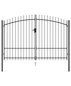 Cancello a Doppia Anta con Punte in Acciaio 3x1,75cm Nero