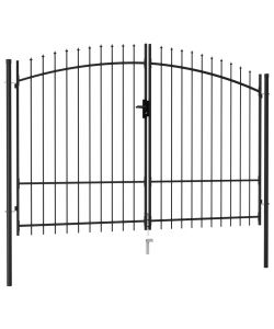 Cancello a Doppia Anta con Punte in Acciaio 3x1,75cm Nero