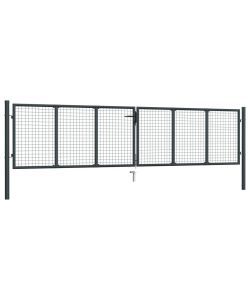 Cancello per Giardino in Acciaio Zincato 400x150 cm Grigio  145777