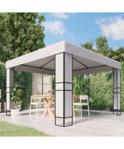 Gazebo con Tetto Doppio 3x3 m Bianco