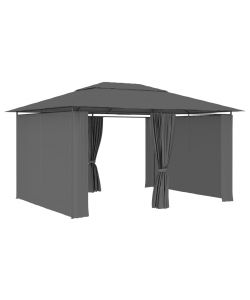 Gazebo da Giardino con Tende 4x3 m Antracite