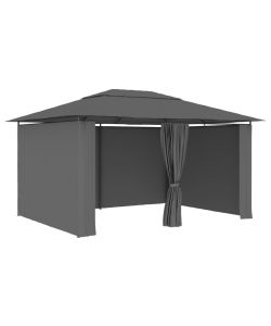 Gazebo da Giardino con Tende 4x3 m Antracite