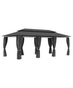 Gazebo con Tende 600x298x270 cm Antracite