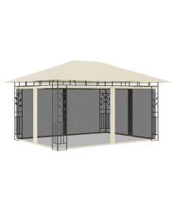 Gazebo con Zanzariera 4x3x2,73 m Crema 180 g/m