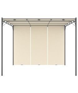 Gazebo da Giardino con Tenda Laterale 3x3x2,25m Crema