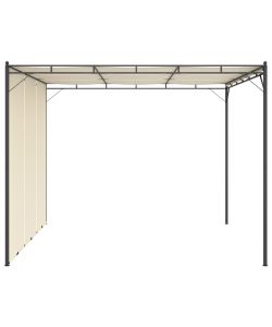 Gazebo da Giardino con Tenda Laterale 3x3x2,25m Crema