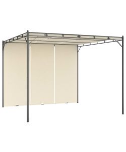 Gazebo da Giardino con Tenda Laterale 3x3x2,25m Crema