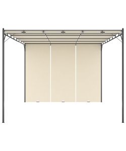 Gazebo da Giardino con Tenda Laterale 4x3x2,25 m Crema