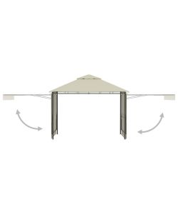 Gazebo con Tetto Doppio Estendibile 3x3x2,75 m Crema 180 g/mq