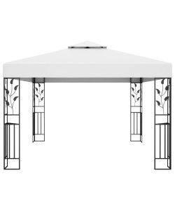 Gazebo con Tetto Doppio 3x4 m Bianco