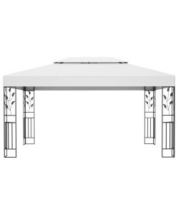 Gazebo con Tetto Doppio 3x4 m Bianco