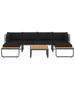 vidaXL Set Divano da Giardino - Grigio Scuro e Marrone - 4 pz