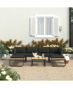 vidaXL Set Divano da Giardino - Grigio Scuro e Marrone - 4 pz
