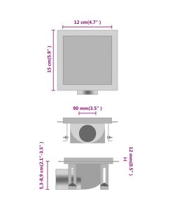 Scarico Doccia 2-in-1 Copertura a Piastrella 12x12cm in Acciaio