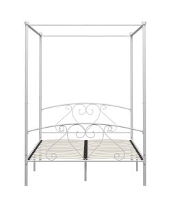 Letto a Baldacchino Bianco in Metallo 160x200 cm