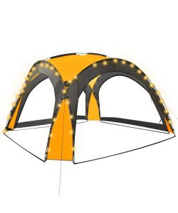 Tenda per Feste con LED e 4 Pareti 3,6x3,6x2,3 m Gialla