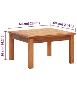 vidaXL Tavolino da Caff Giardino - Legno di Acacia Marrone - 60x60x36 cm