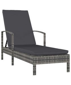 Lettino Prendisole con Braccioli in Polyrattan Grigio
