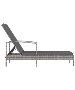 Lettino Prendisole con Braccioli in Polyrattan Grigio