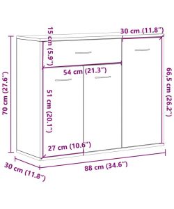vidaXL Credenza Minimalista Bianca 88x30x70 cm in Legno Multistrato