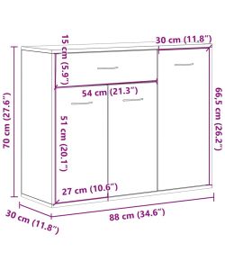 vidaXL Credenza Nera Minimalista 88x30x70 cm con Cassetto e Ante