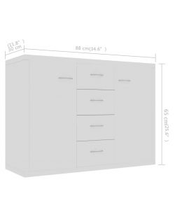 vidaXL Credenza Bianca Minimalista 88x30x65 cm in Truciolato