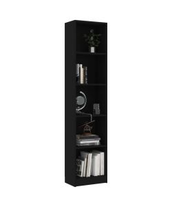 Libreria a 5 Ripiani Nera 40x24x175 cm in Truciolato