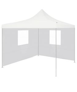 Gazebo Pieghevole Professionale 2 Pareti 3x3m Acciaio Bianco