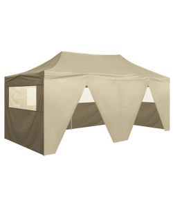 Gazebo Professionale Pieghevole con 4 Pareti 3x6m Acciaio Crema