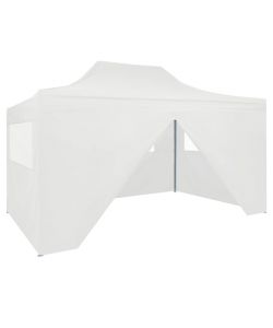 Tendone per Feste Pieghevole con 4 Pareti 3x4,5 m Bianco