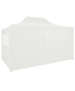 Tendone per Feste Pieghevole con 4 Pareti 3x4,5 m Bianco