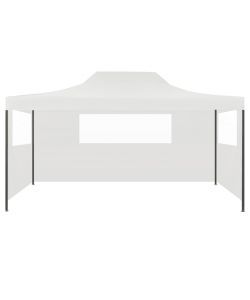Tendone per Feste Pieghevole con 3 Pareti 3x4,5 m Bianco