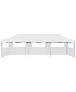 Tenda Pieghevole Pop-Up con 5 Pareti Laterali 3x9 m Bianca