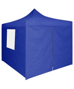 Gazebo Pieghevole Professionale 4 Pareti 2x2m Acciaio Blu