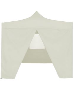 Gazebo Professionale Pieghevole con 4 Pareti 2x2m Acciaio Crema