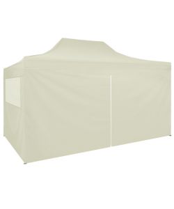 Gazebo Professionale Pieghevole con 4 Pareti 3x4m Acciaio Crema