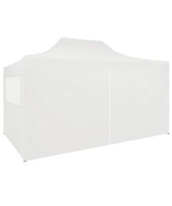 Gazebo Professionale Pieghevole 4 Pareti 3x4m Acciaio Bianco
