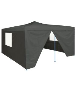 Gazebo Pieghevole con 4 Pareti 5x5 m Antracite
