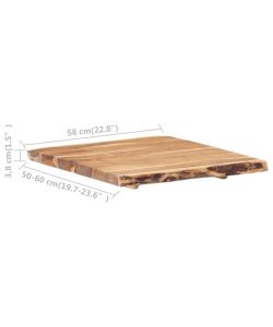 Piano del Tavolo in Legno Massello di Acacia 58x(50-60)x3,8 cm