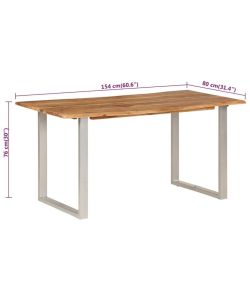 vidaXL Tavolo da Pranzo 160x80 cm in Legno Massello di Acacia - Marrone