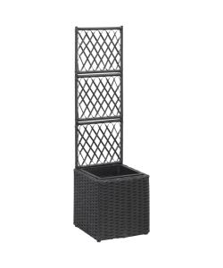 Letto Rialzato con Traliccio 1 Vaso 30x30x107cm Polyrattan Nero