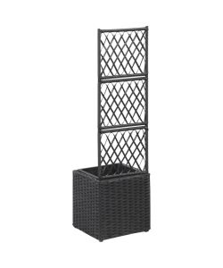 Letto Rialzato con Traliccio 1 Vaso 30x30x107cm Polyrattan Nero